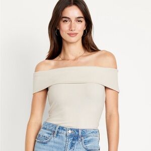Old Navy Off-Shoulder Ribbed Top Wish Bone Size 2X